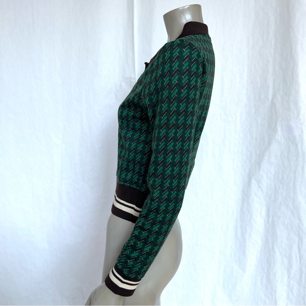 Zara Chic Green Patterned Sweater With Brown Acce… - image 5